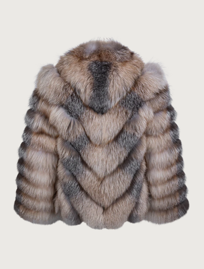 Pinto Ranch Tri-Colored Fox Fur Jacket