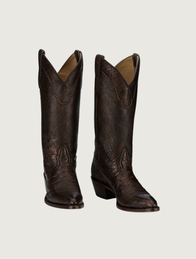 Tony Lama Lenora 13" Smooth Ostrich Cowgirl Boots in Copper