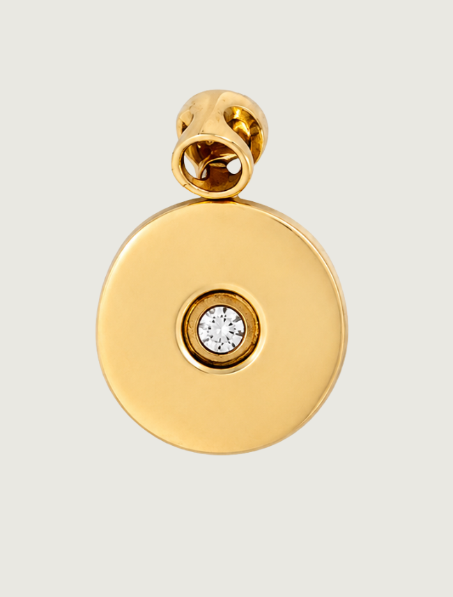 14K Yellow Gold Sleeping Beauty Turquoise Inlay & Diamond Pendant