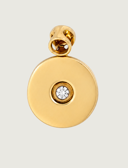 14K Yellow Gold Sleeping Beauty Turquoise Inlay & Diamond Pendant
