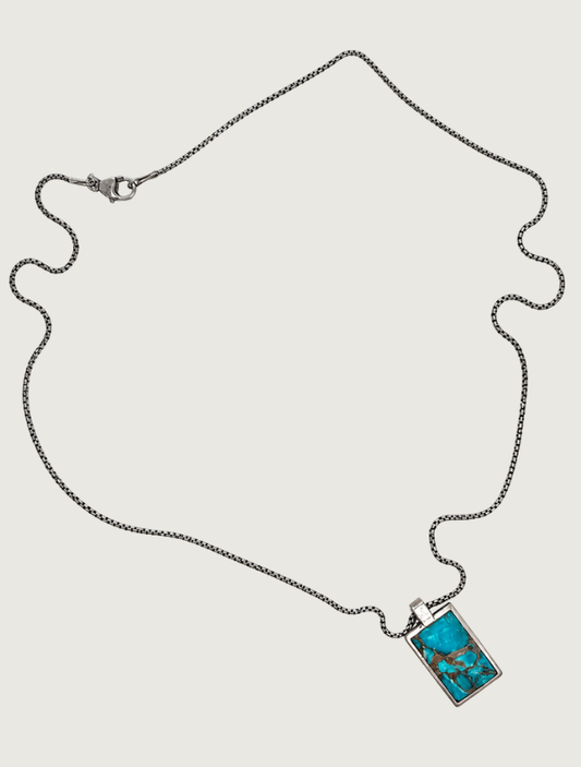 William Henry Sterling Silver Pendant Necklace with 'Zinc Matrix' Kingman Turquoise Inlay