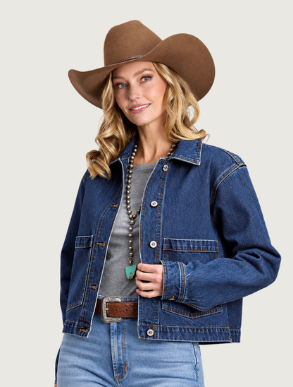 Stetson Dark Wash Cropped Denim Jacket