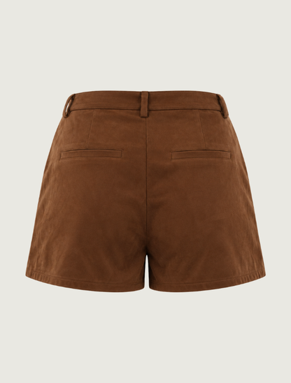 Mavericks Horse Embroidered Shorts in Brown