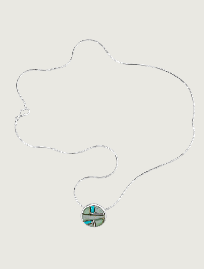 Sterling Silver Turquoise Inlay Necklace