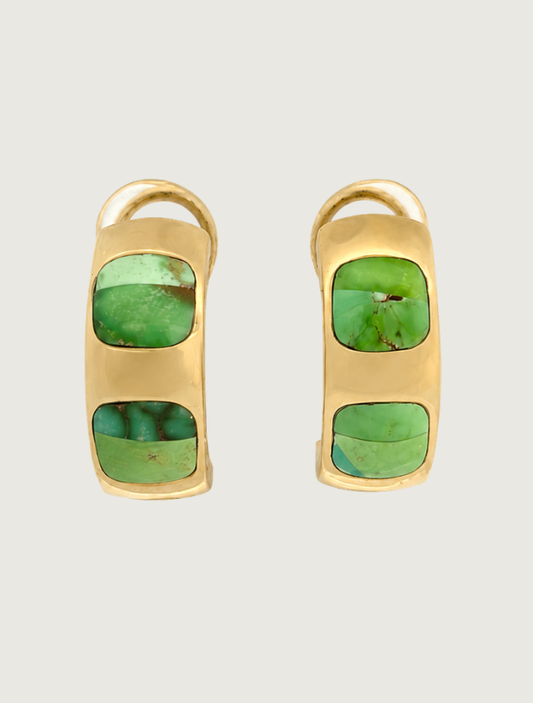 14K Yellow Gold Carico Lake Turquoise Earrings