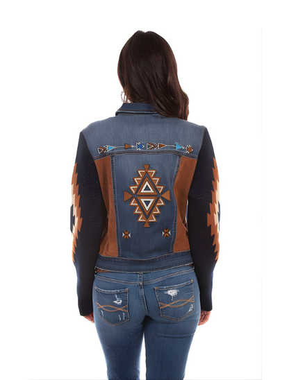 Scully Women's Aztec Embroidered Denim Jacket