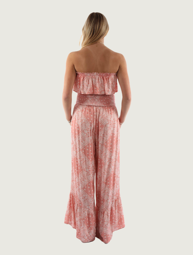 Scully Women's Strapless Ruffle Trim Jumpsuit