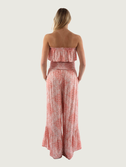 Scully Women's Strapless Ruffle Trim Jumpsuit