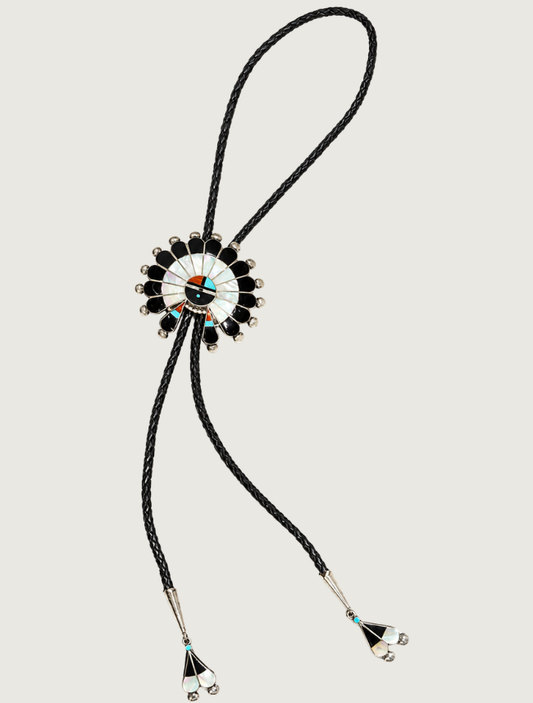 Sterling Silver Mother of Pearl Inlay Kachina Bolo Tie