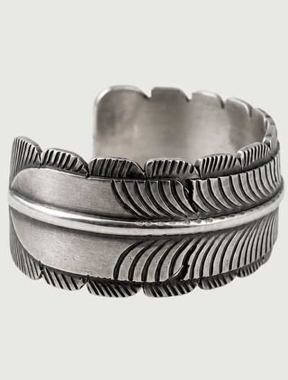 K.M. Sterling Silver Feather Cuff Bracelet