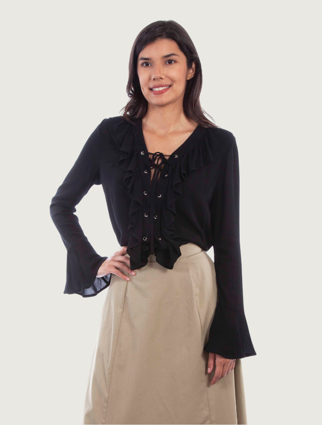 Scully Women's Ruffled Front Blouse