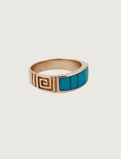 14K Yellow Gold Turquoise Inlay Ring