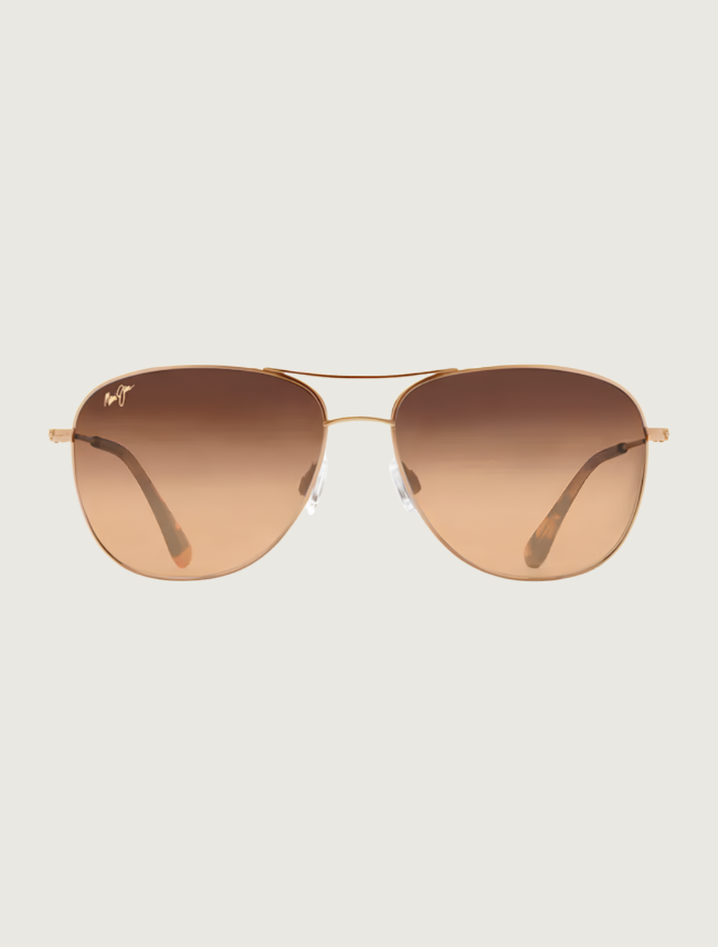 Maui Jim Cliff House aviator sunglasses in Gold / HCL Bronze — front view
