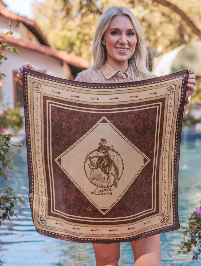 Lovlei Ranch Silk Scarf in Saddle Brown
