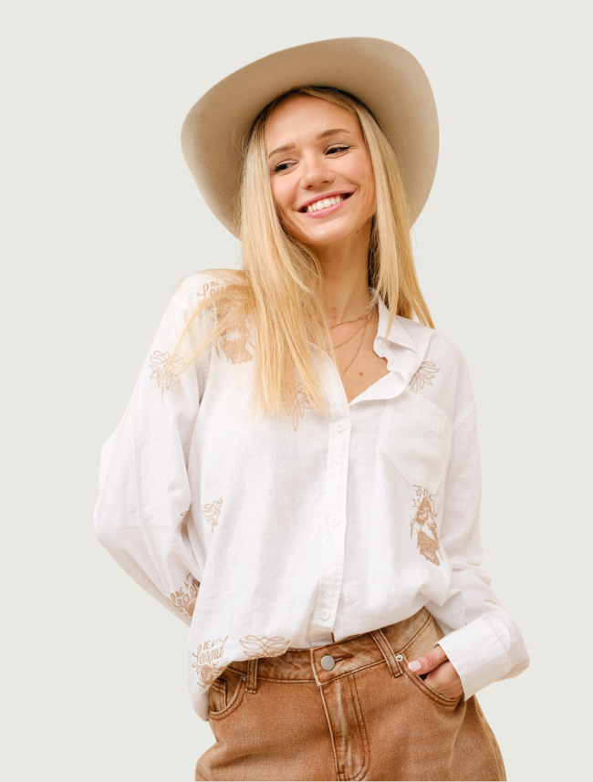Mavericks Western Embroidered Button-Up Shirt