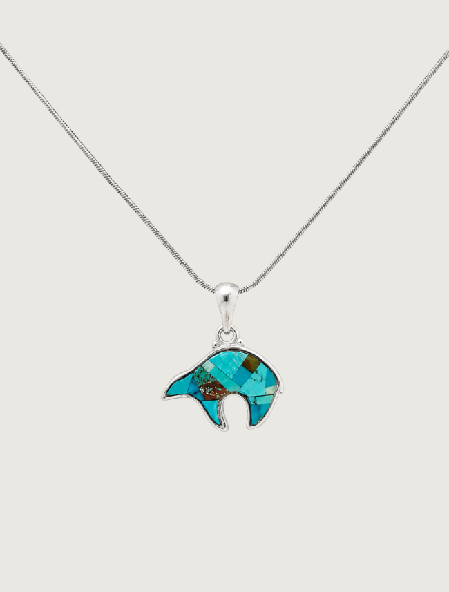 Ferris Silver Bear Inlay Pendant