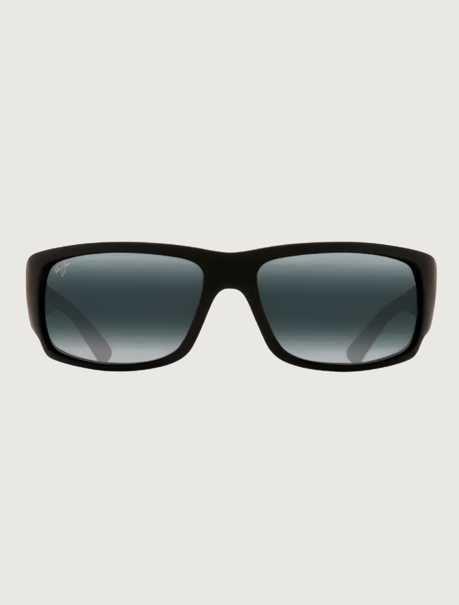 Maui Jim World Cup wrap sunglasses in Matte Black Rubber / Neutral Grey — front view