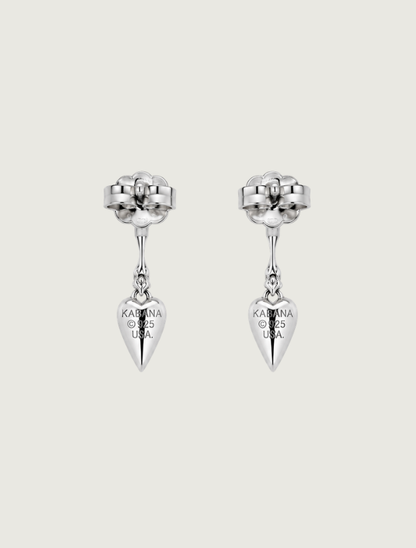 Kabana Rhodium-Plated Sterling Silver Mother of Pearl Heart Earrings