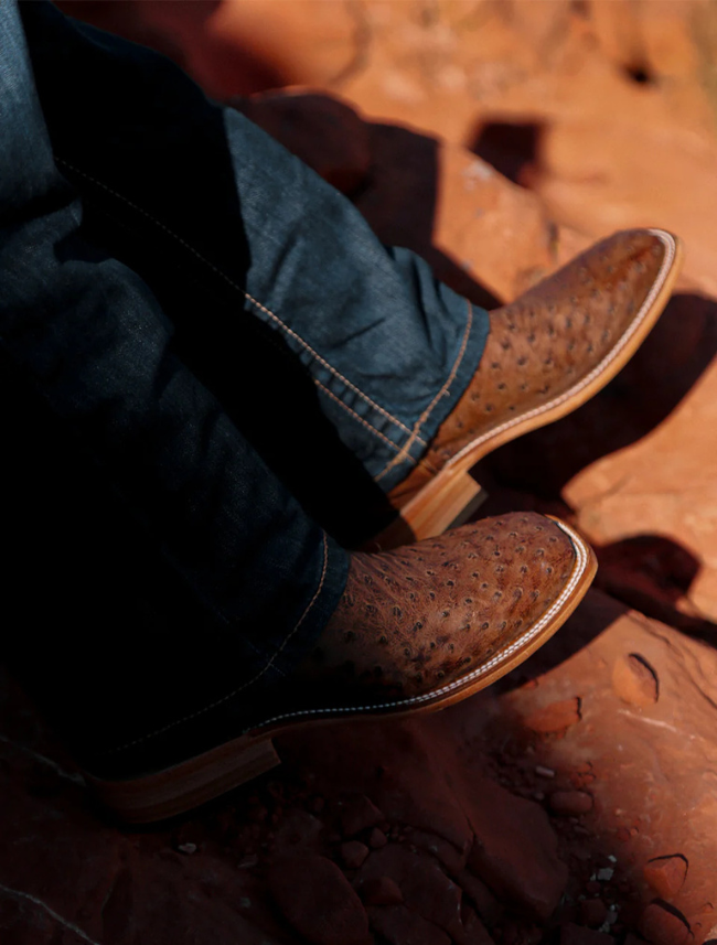 Corral Ostrich Overlay & Embroidery Cowboy Boots
