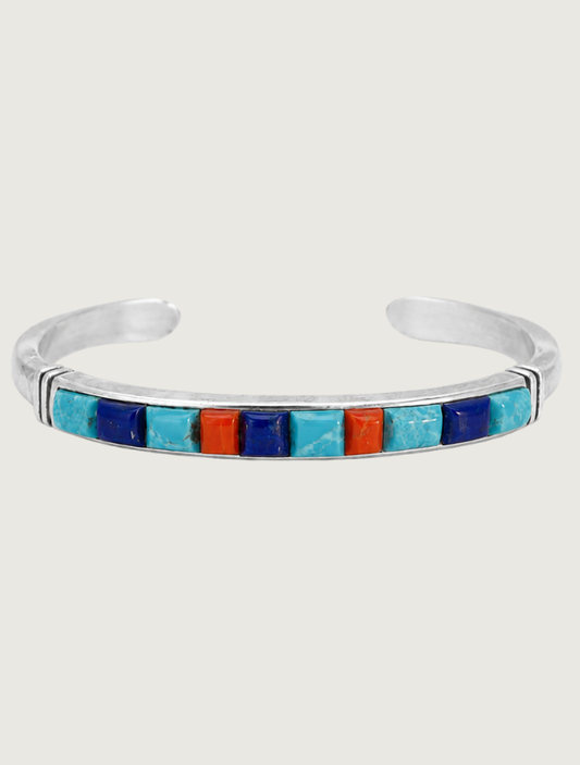 Sterling Silver Multi Stone Cuff Bracelet