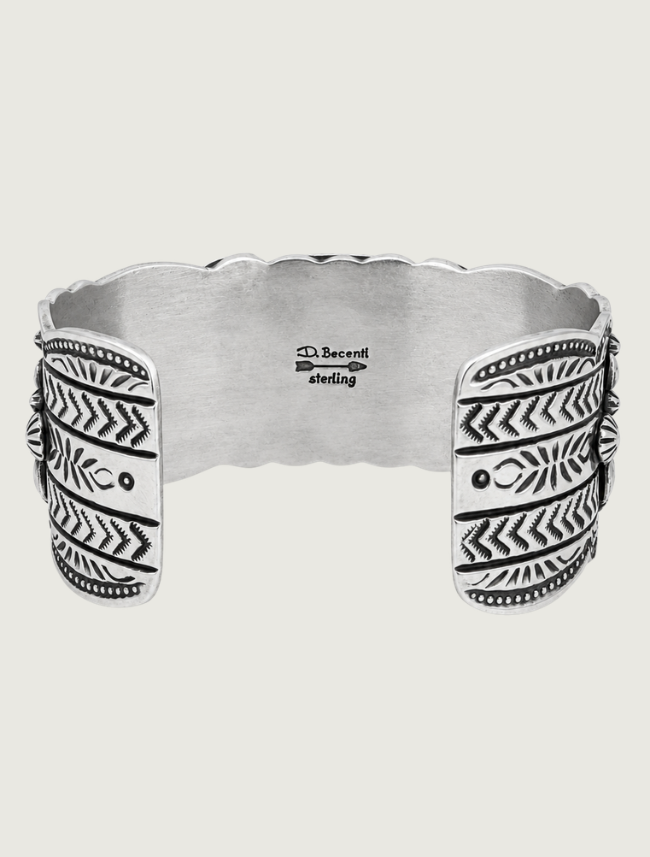 Darryl Becenti Royston Turquoise Cabochon Silver Cuff Bracelet