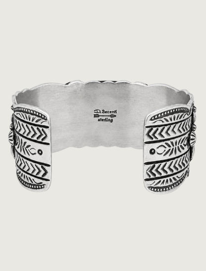 Darryl Becenti Royston Turquoise Cabochon Silver Cuff Bracelet