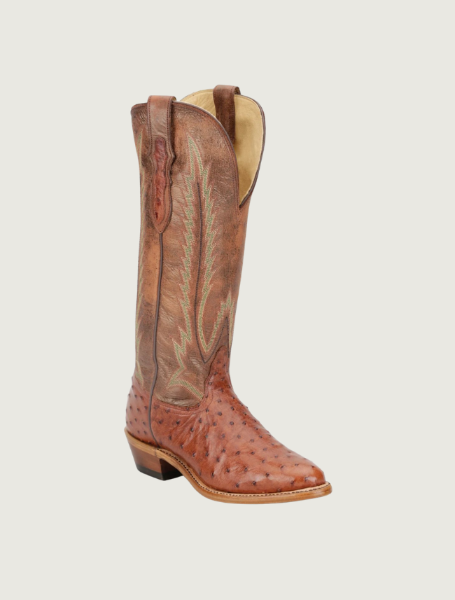 Tony Lama Quintana 15" FQ Ostrich Cowgirl Boots in Cognac
