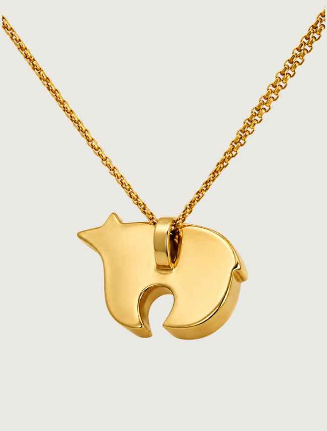 14K Yellow Gold Multi-Stone Bear Pendant