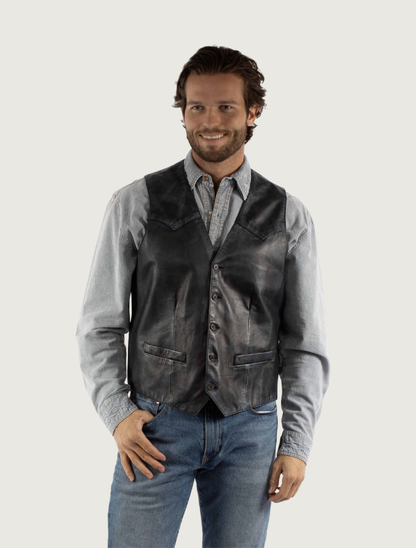 Mavericks Men's Navy Lambskin Western Vest