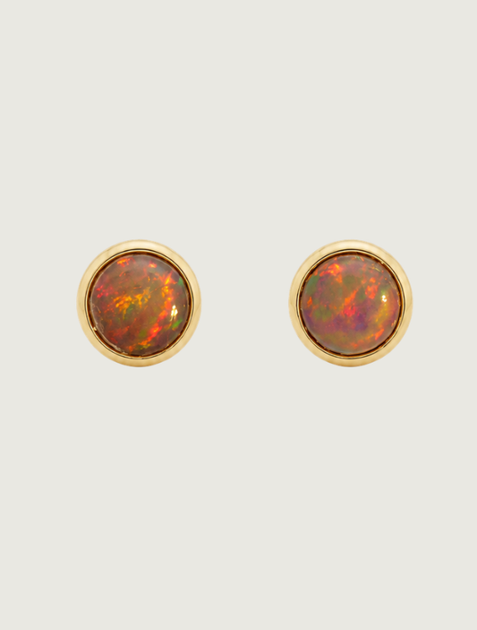 14K Yellow Gold Opal Studs