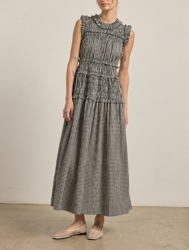 Raisonnel Smocked Gingham Maxi Dress