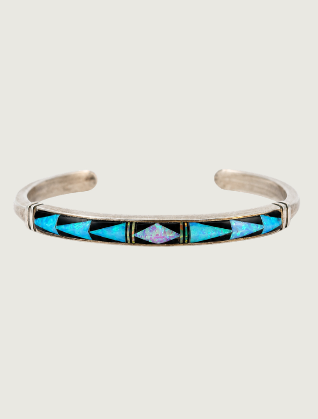 Sterling Silver Multi Inlay Cuff Bracelet