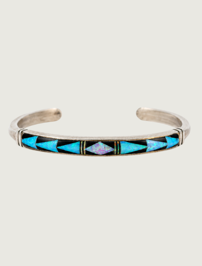 Sterling Silver Multi Inlay Cuff Bracelet