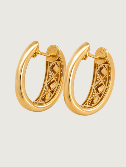 14K Yellow Gold Opal Inlay & Diamond Earrings