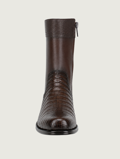 Cuadra Brown Round Toe Caiman Zipper Cowboy Boots