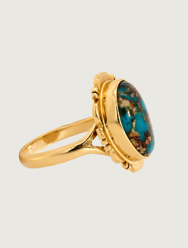 14K Yellow Gold Bisbee Turquoise Ring