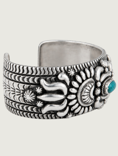 Darryl Becenti Kingman Turquoise Cabochon Silver Cuff Bracelet