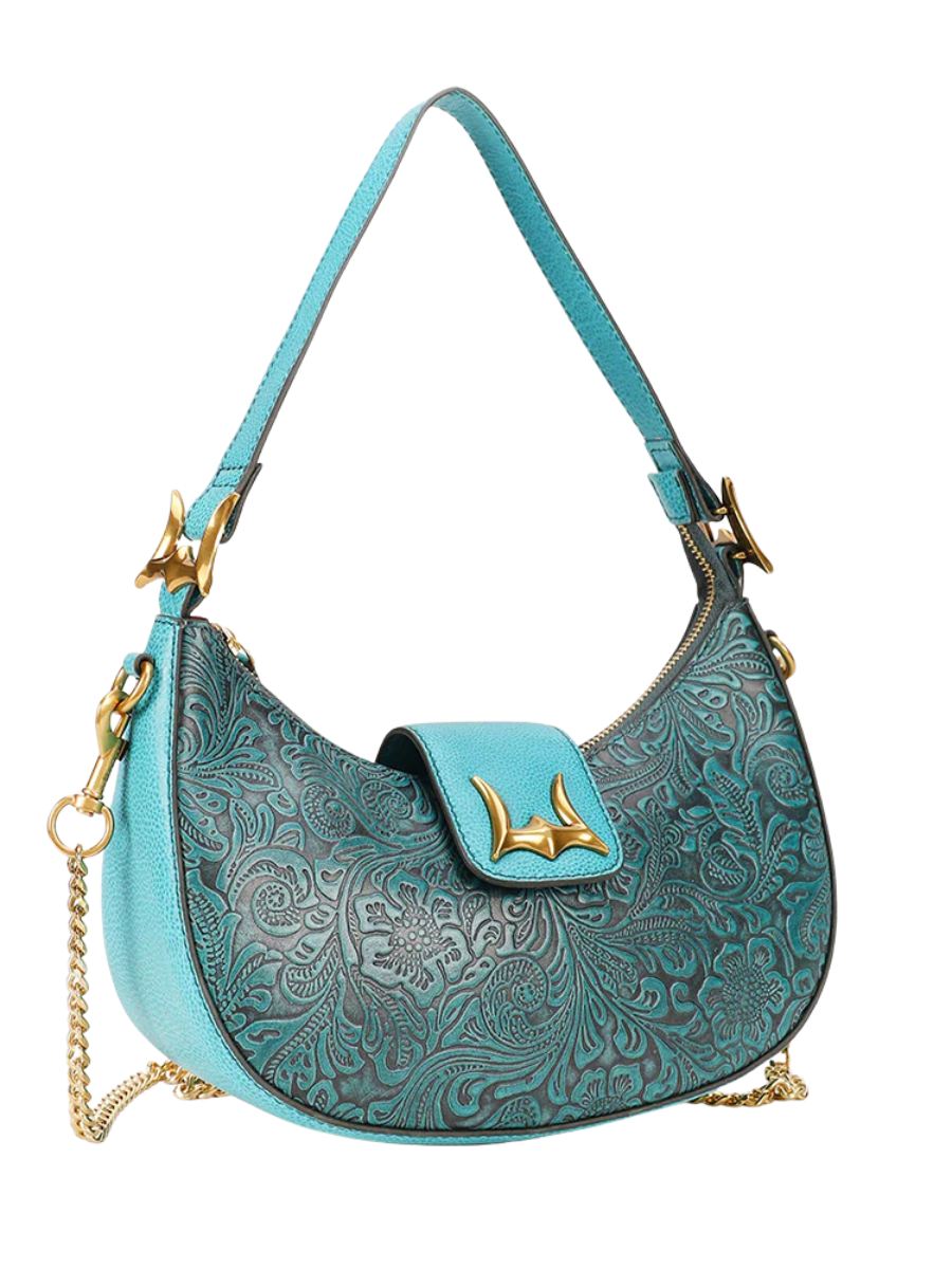 Loyal West Hobo Medium Purse in Turquoise Floral