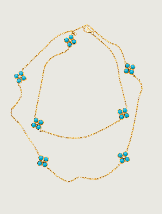 18K Yellow Gold Turquoise & Diamond Necklace