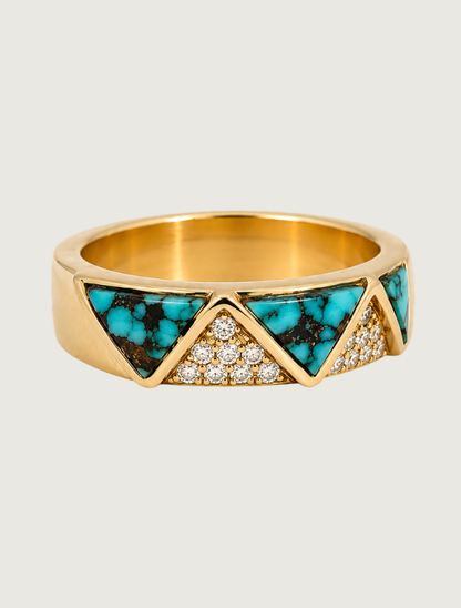 14K Yellow Gold Turquoise & Diamond Ring