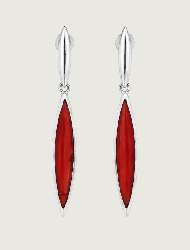 Kabana Sterling Silver Red Spiny Oyster Shell Earrings