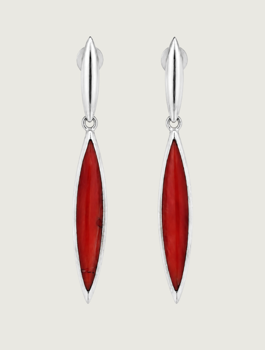 Kabana Sterling Silver Red Spiny Oyster Shell Earrings