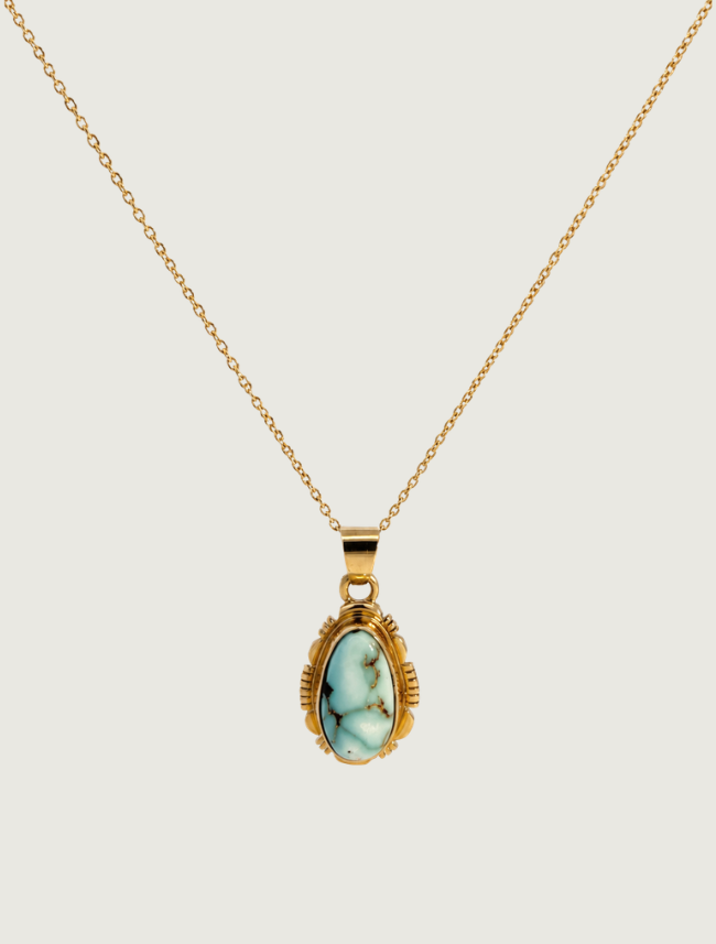 16K Yellow Gold Turquoise Pendant