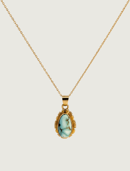 16K Yellow Gold Turquoise Pendant