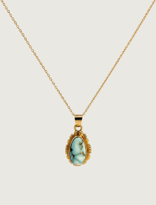 16K Yellow Gold Turquoise Pendant