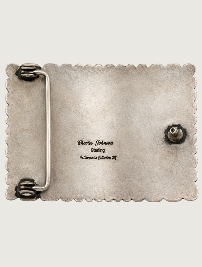 Charles Johnson Sterling Silver & Turquoise Belt Buckle