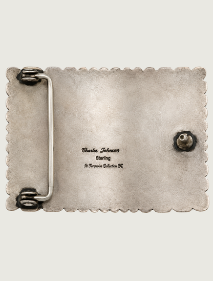 Charles Johnson Sterling Silver & Turquoise Belt Buckle