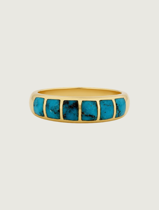 14K Yellow Gold Kingman Turquoise Ring