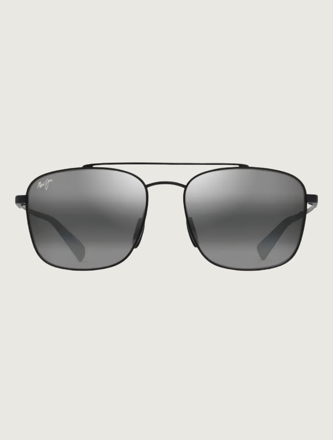 Maui Jim Pīwai Asian Fit sunglasses in Matte Black with Grey / Neutral Grey — front view