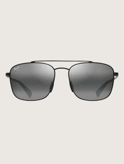 Maui Jim Pīwai Asian Fit sunglasses in Matte Black with Grey / Neutral Grey — front view